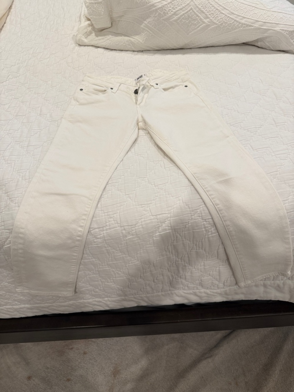 PAIGE White High-Rise Women’s Jeans - Slim Straight - Picture 2 of 5